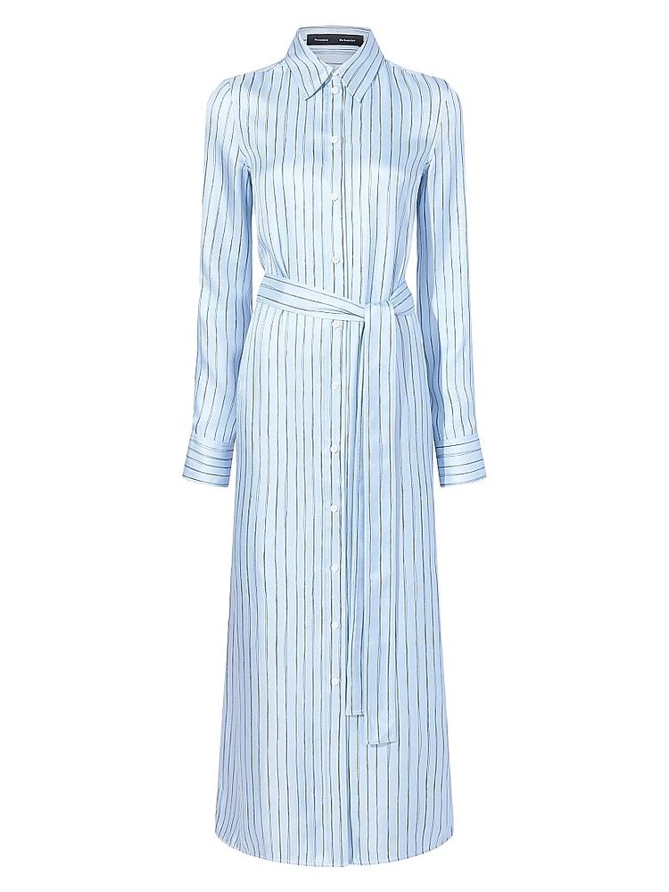 Hannah Stripe Silk Twill Shirtdress