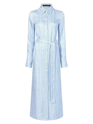 Hannah Stripe Silk Twill Shirtdress