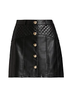 Claudia Quilted Faux-Leather Miniskirt