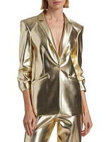 Khloe Metallic Faux Leather Blazer