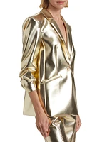 Khloe Metallic Faux Leather Blazer