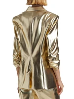 Khloe Metallic Faux Leather Blazer