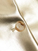 Khloe Metallic Faux Leather Blazer