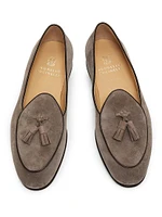 Tassel-Embellished Suede Loafers