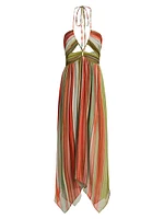 Anaja Striped Silk Halterneck Midi-Dress