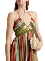 Anaja Striped Silk Halterneck Midi-Dress