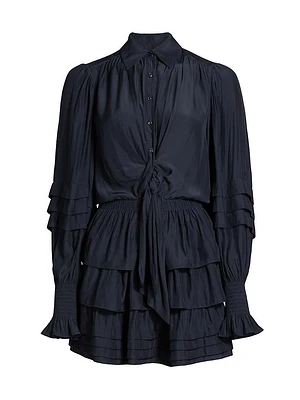 Entela Ruffled Mini-Shirtdress
