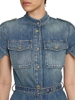 Denim Belted Fit & Flare Minidress