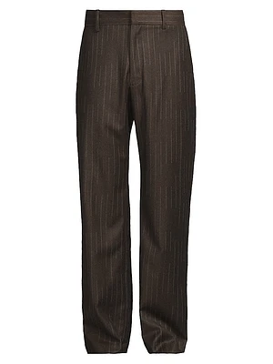Chalk stripe Flat-Front Trousers