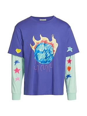 Double Layered Crewneck Long Sleeve T-Shirt