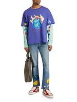 Universe Embroidered Flared Jeans