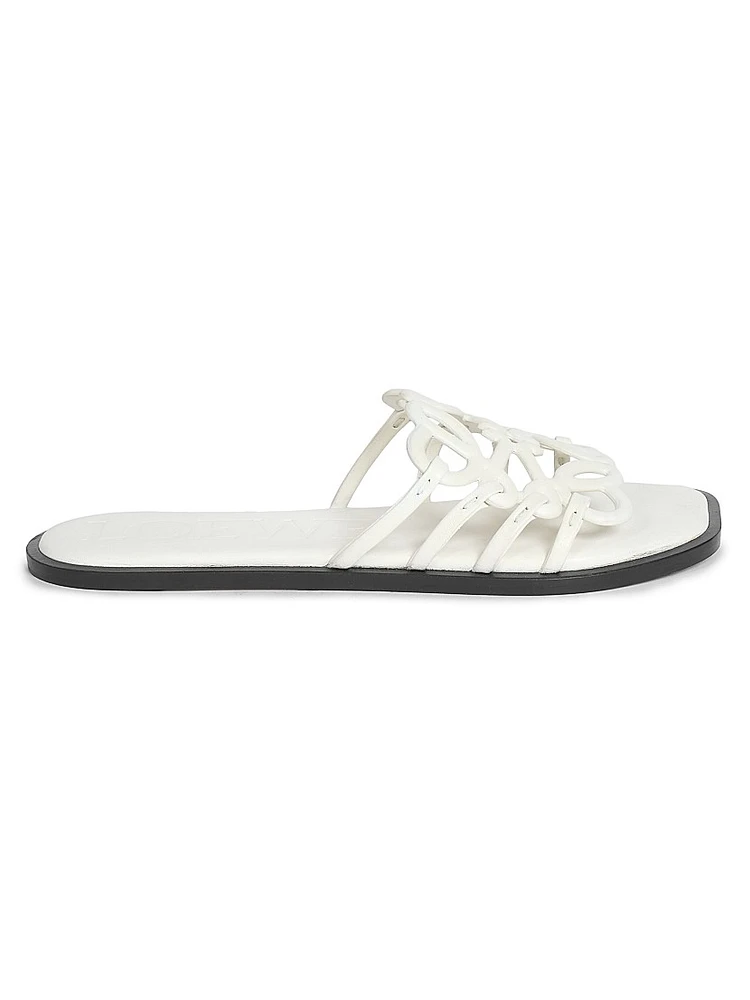 Petal Anagram Leather Slides