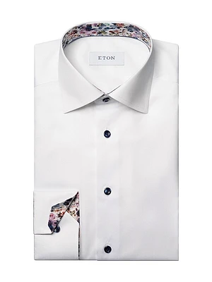 Contemporary-Fit Floral Twill Shirt
