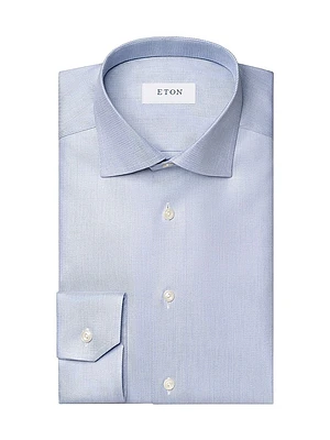 Contemporary-Fit Mélange Solid Cotton-Lyocell Shirt