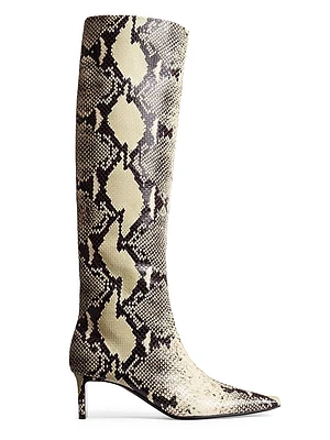 Ona 55MM Snake-Print Leather Knee-High Boots
