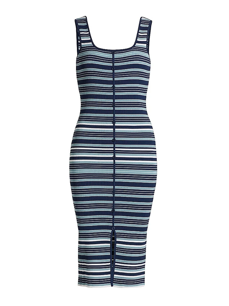 Striped Rib-Knit Tank Dress