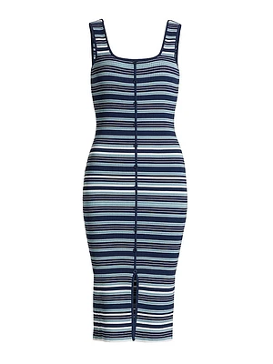 Striped Rib-Knit Tank Dress