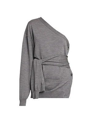 One-Shoulder Tie Sweatshirt