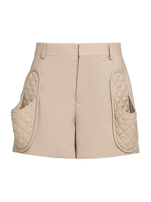 Wool Quilted-Pocket Shorts
