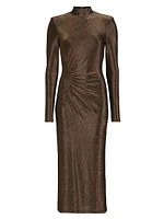 Amarilys Metallic Ruched Midi-Dress