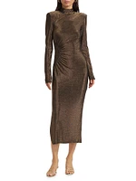 Amarilys Metallic Ruched Midi-Dress