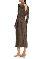 Amarilys Metallic Ruched Midi-Dress