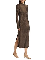 Amarilys Metallic Ruched Midi-Dress