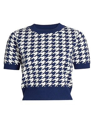 Jules Houndstooth Short-Sleeve Top
