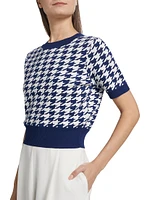 Jules Houndstooth Short-Sleeve Top