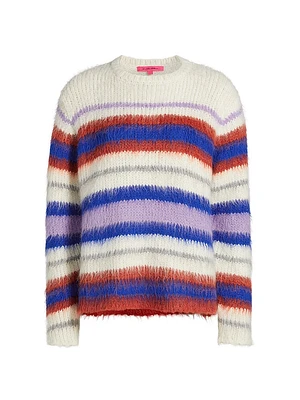 Thistle Vineyard Striped Alpaca-Blend Sweater