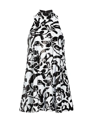 Elizabeth Sequined Floral Shift Minidress