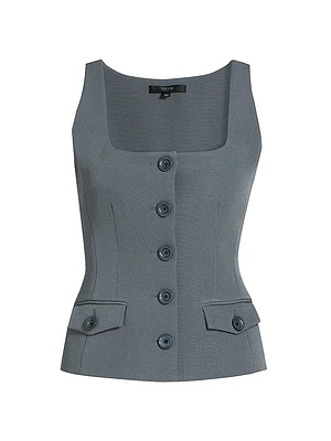 Georgia Button-Front Sleeveless Top