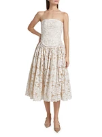 Melody Floral Cotton-Blend Corset Midi-Dress