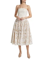 Melody Floral Cotton-Blend Corset Midi-Dress