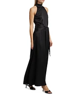 Jocelyn Satin Tie- Front Maxi Dress