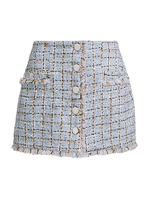 Ariel Button-Front Tweed Miniskirt