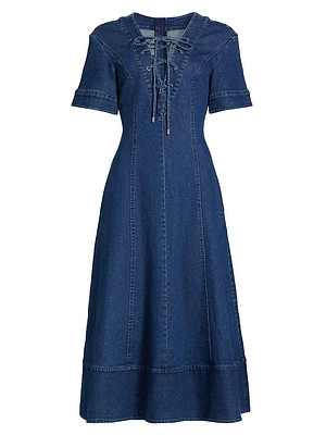 Dahlia Denim Fit & Flare Dress