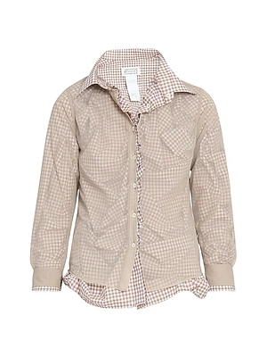 Layered Check Gathered Shirt