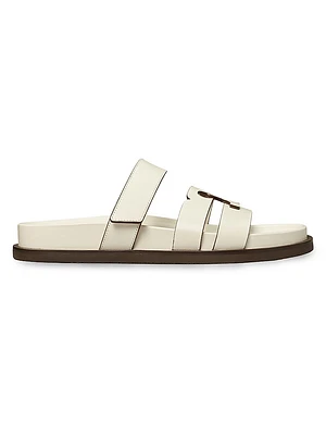 Ines Logo-Detailed Leather Slide Sandals