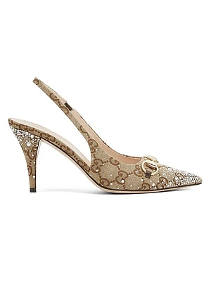 Erin Crystal-Embellished GG Canvas Pumps