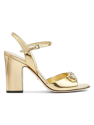 Lady Horsebit Metallic Leather Sandals