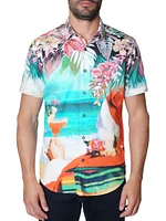 Beach Santa Button-Front Short-Sleeve Shirt
