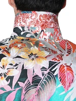 Beach Santa Button-Front Short-Sleeve Shirt