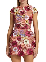 Jasmine Floral-Appliquéd Minidress