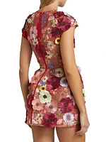 Jasmine Floral-Appliquéd Minidress