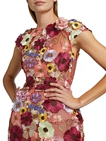 Jasmine Floral-Appliquéd Minidress