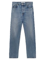 Leather Patch Straight-Leg Jeans