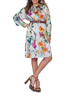 Natalia Stretch Silk Floral Dress