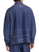 Cotton-Blend Knit Polo Sweater