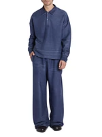 Cotton-Blend Knit Polo Sweater